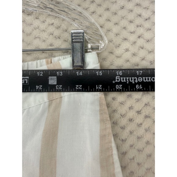 Faherty Striped Wide Leg Pants Womens Medium Cream Tan Linen Blend High Rise - Picture 5 of 12